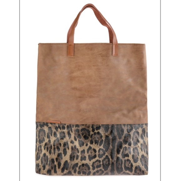 Brown Leather with Leopard Print Tote - Picture 13 of 13